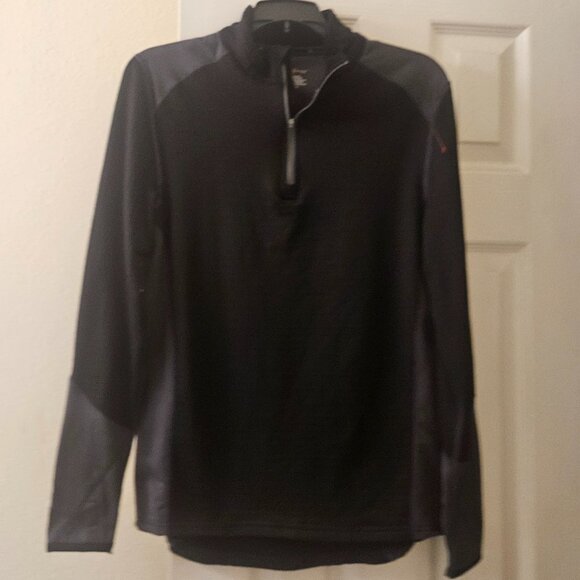 XPS quarter zip black warm base layer thumb holes workout running hiking shirt M - Picture 1 of 7